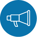 Blue megaphone icon