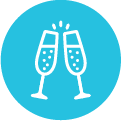 Light blue champagne icon